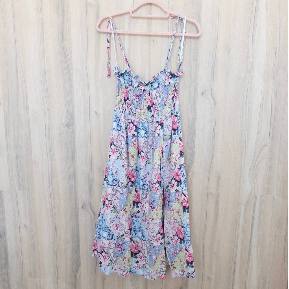 Patchwork Floral Maxi Dress Large Smocked Cottage Boho Prairie Romantic Summer